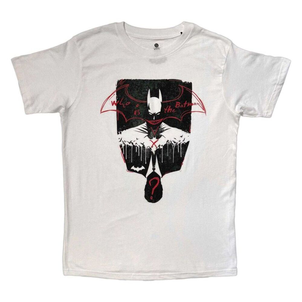 Batman Unisex Adult Who Is The Batman? T-Shirt / White